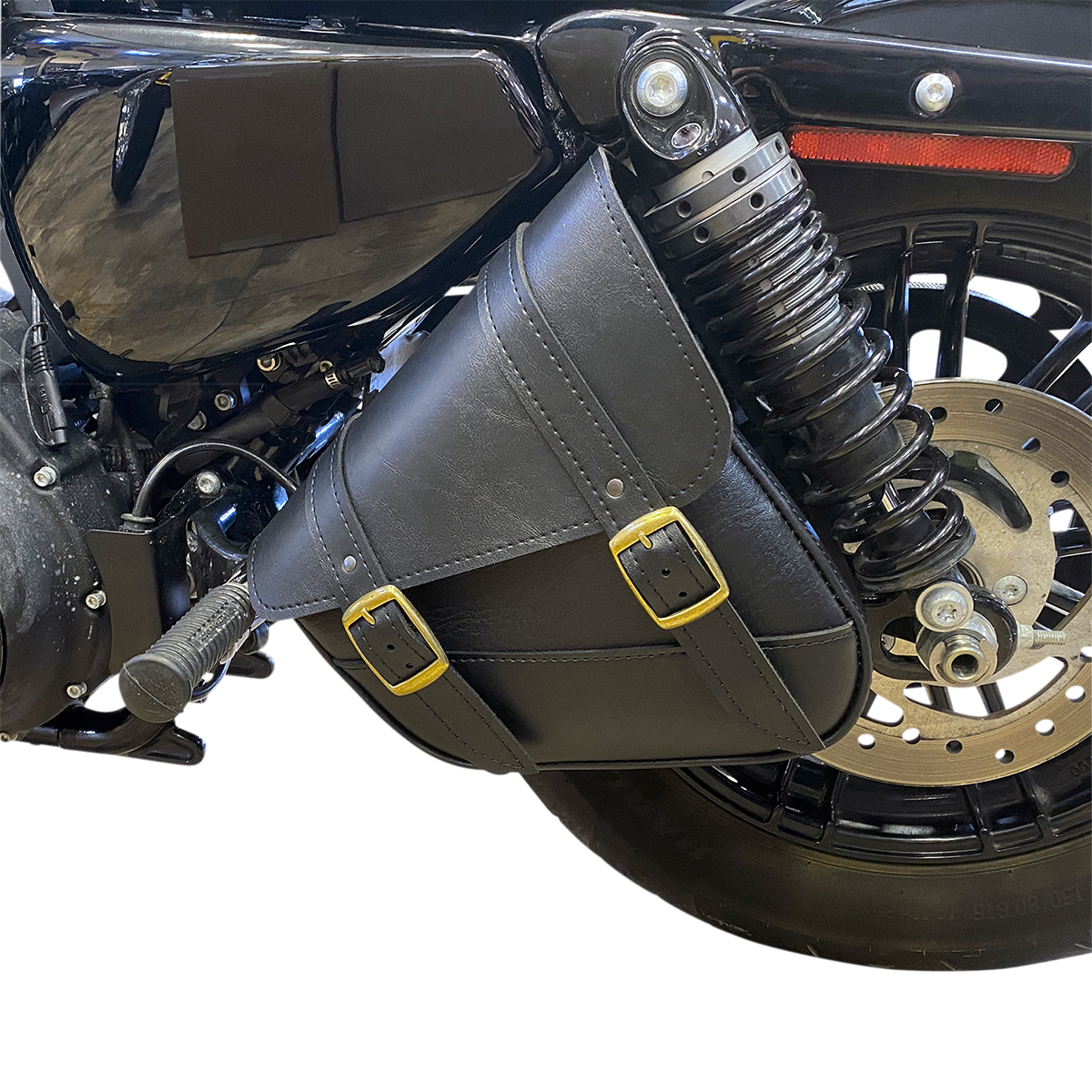 Willie & Max Motorcycle Black Swing Arm Saddlebag 1957-2021 Harley Sportster