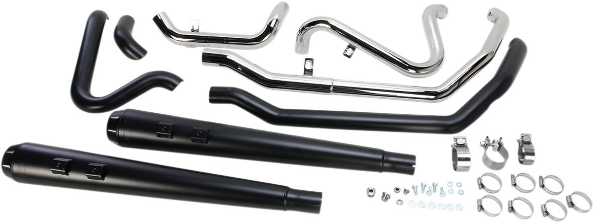 Bassani Black True Dual Down Under Exhaust for 09-16 Harley Touring FLHX FLHR