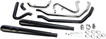 Bassani Black True Dual Down Under Exhaust for 09-16 Harley Touring FLHX FLHR