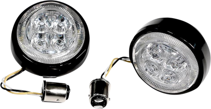 Ciro Fang Black Rear Dual LED Red Turn Signal Inserts fits 2007-2024 Harley