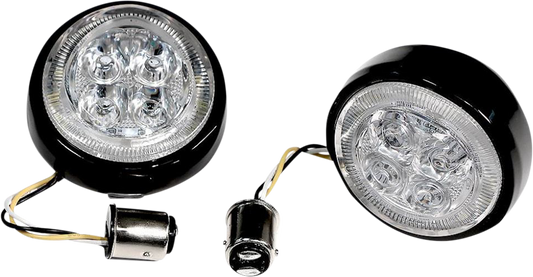 Ciro Fang Black Rear Dual LED Red Turn Signal Inserts fits 2007-2024 Harley