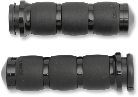 Avon Black Air Velvet TBW 3 Ring Hand Grips 2008-2024 Harley Davidson
