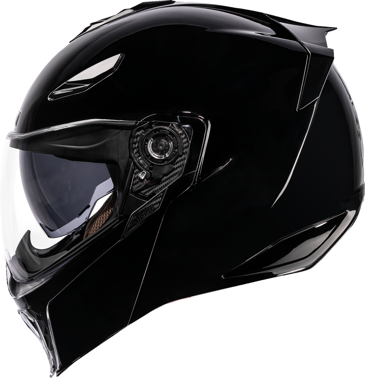 Icon Threshold Solid Gloss Black Modular Full Face Adult Motorcycle Helmet