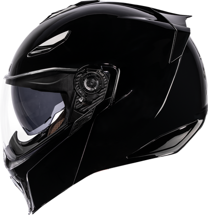 Icon Threshold Solid Gloss Black Modular Full Face Adult Motorcycle Helmet
