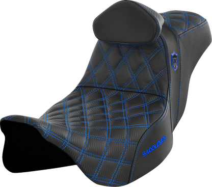 Saddlemen SDC Pro Series Blue Lattice Seat & Backrest for 2008-24 Harley Touring