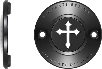 Figurati Designs Cross Black Timing Cover for 2017-2023 Harley Davidson M8