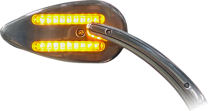 Custom Dynamics Chrome LED Run Turn Signal Teardrop Handlebar Mirrors for Harley