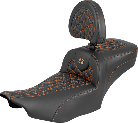 Saddlemen Roadsofa Orange Grip Extended Seat Backrest for 2023-25 Harley Touring
