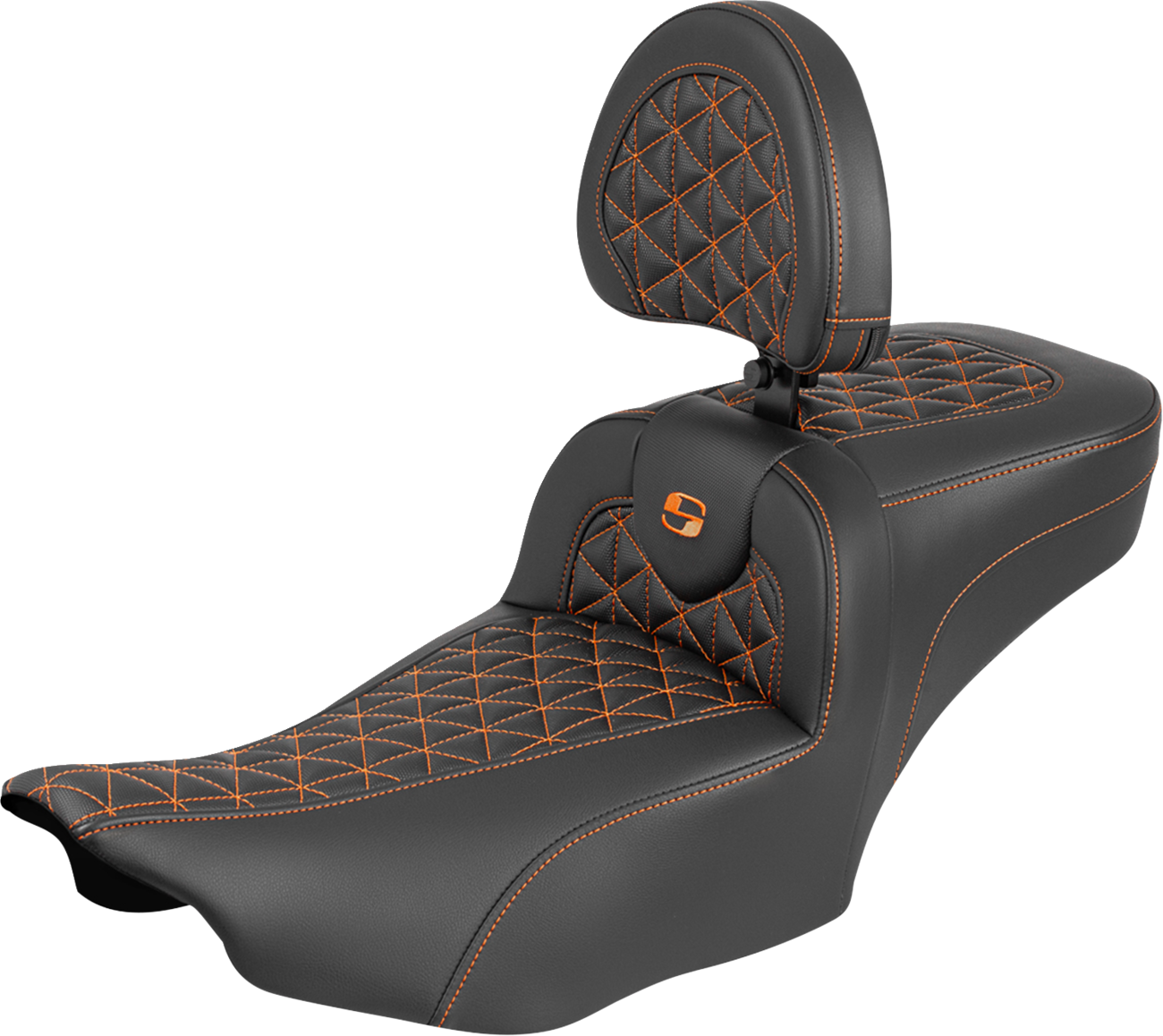 Saddlemen Roadsofa Orange Grip Extended Seat Backrest for 2023-26 Harley Touring