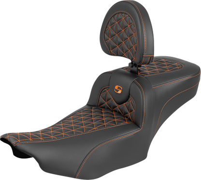 Saddlemen Roadsofa Orange Grip Extended Seat Backrest for 2023-26 Harley Touring