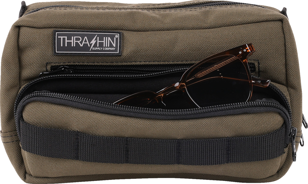 Thrashin Supply Green Motorcycle Handlebar Storage Bag Plus for Harley THB-0010