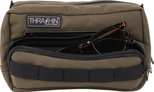 Thrashin Supply Green Motorcycle Handlebar Storage Bag Plus for Harley THB-0010