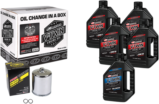 Maxima Quick Oil Change Kit & Chrome Filter for 1984-2022 Harley Touring Softail