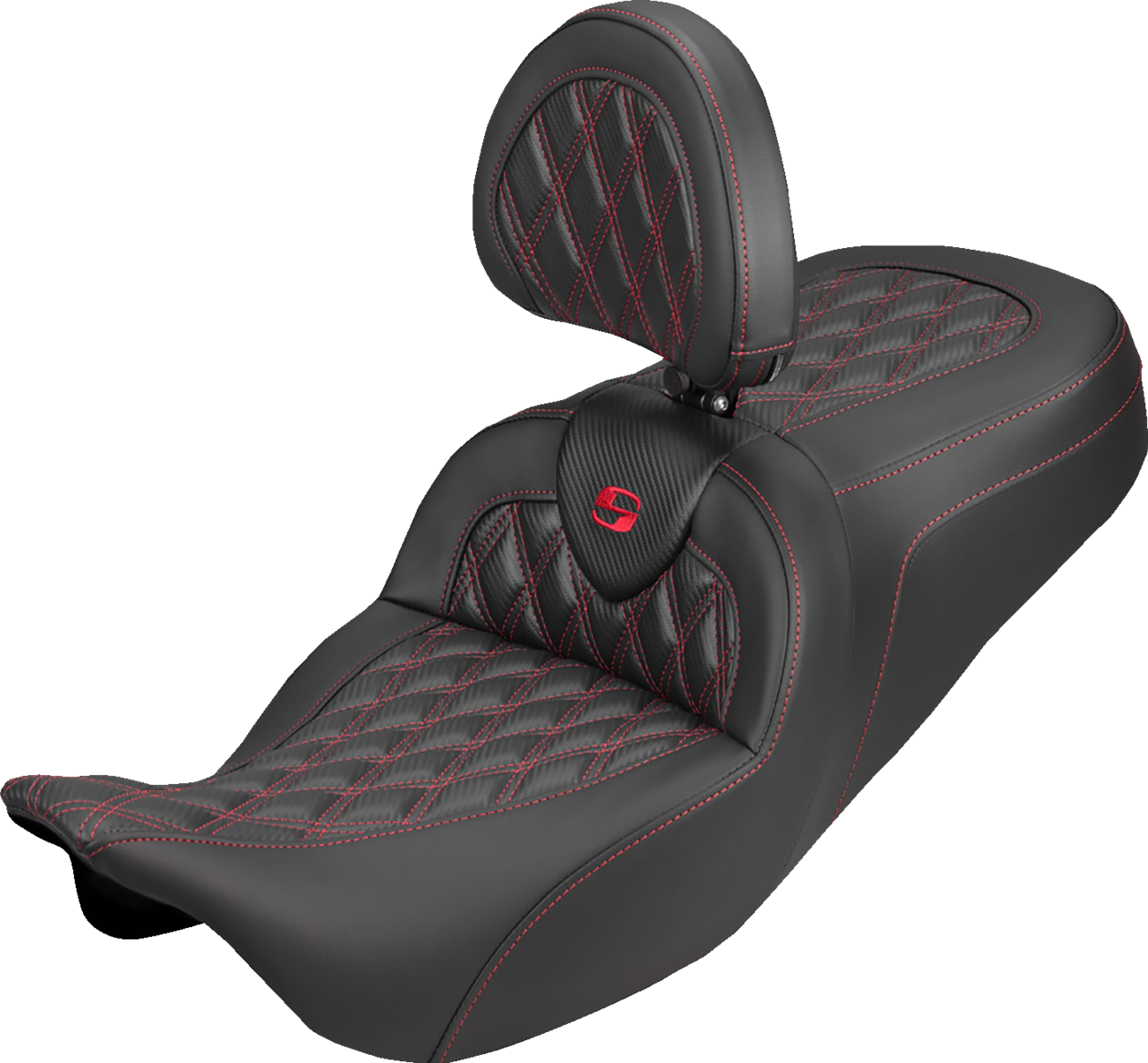 Saddlemen Roadsofa Red Lattice Carbon Seat & Backrest for 2008-25 Harley Touring