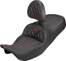 Saddlemen Roadsofa Red Lattice Carbon Seat & Backrest for 2008-25 Harley Touring