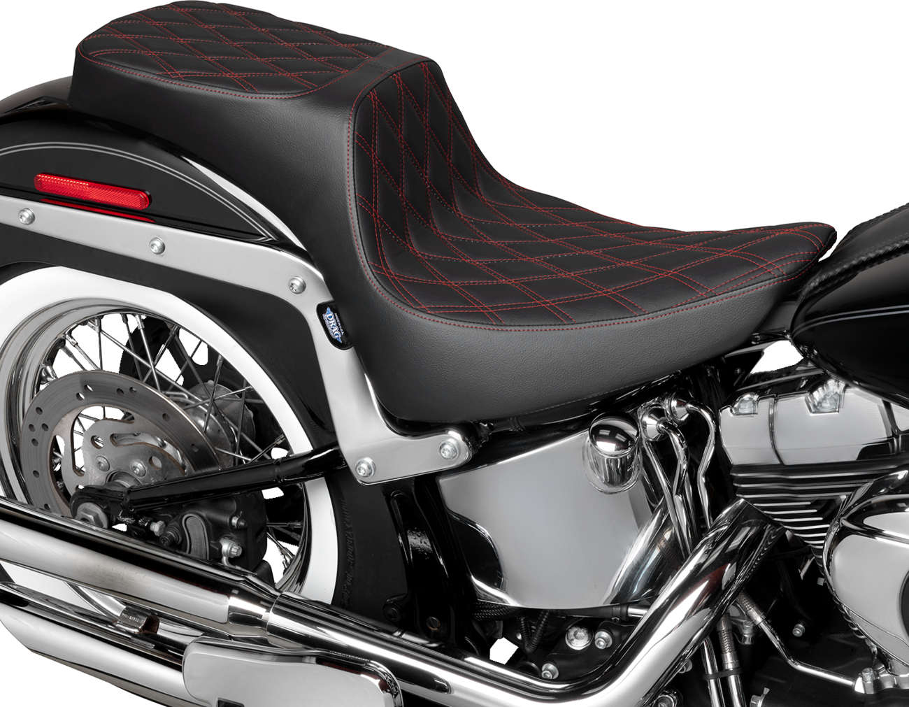 Drag Specialties Predator Red Diamond Seat 2000-2017 Harley Softail FLST FXST