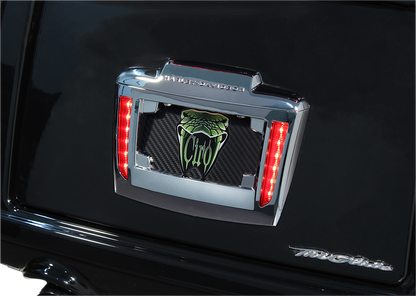 Ciro Chrome Motorcycle LED License Plate Frame 2009-2024 Harley Trike Tri Glide
