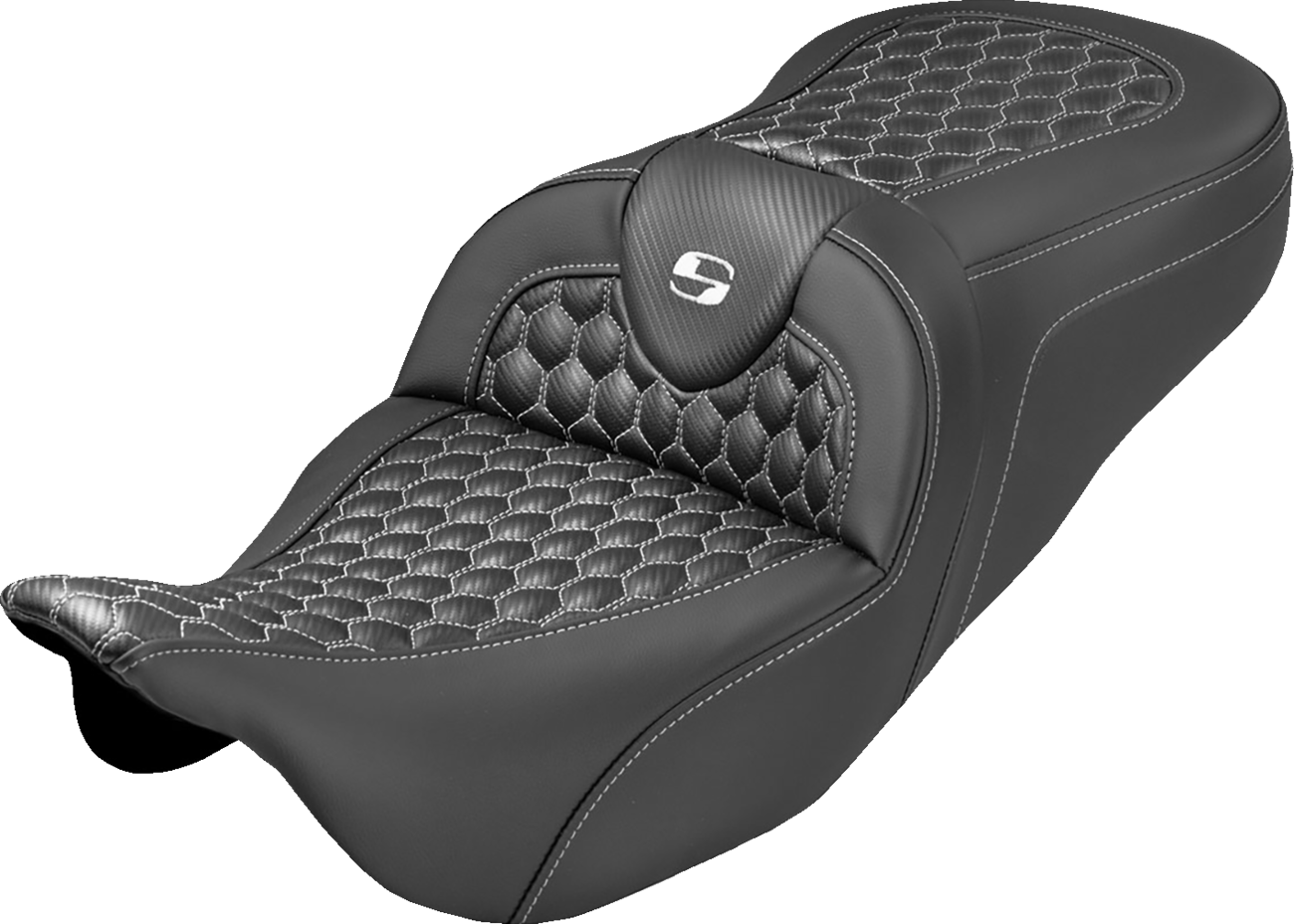 Saddlemen Roadsofa White Honeycomb Extended Seat fits 2008-2025 Harley Touring