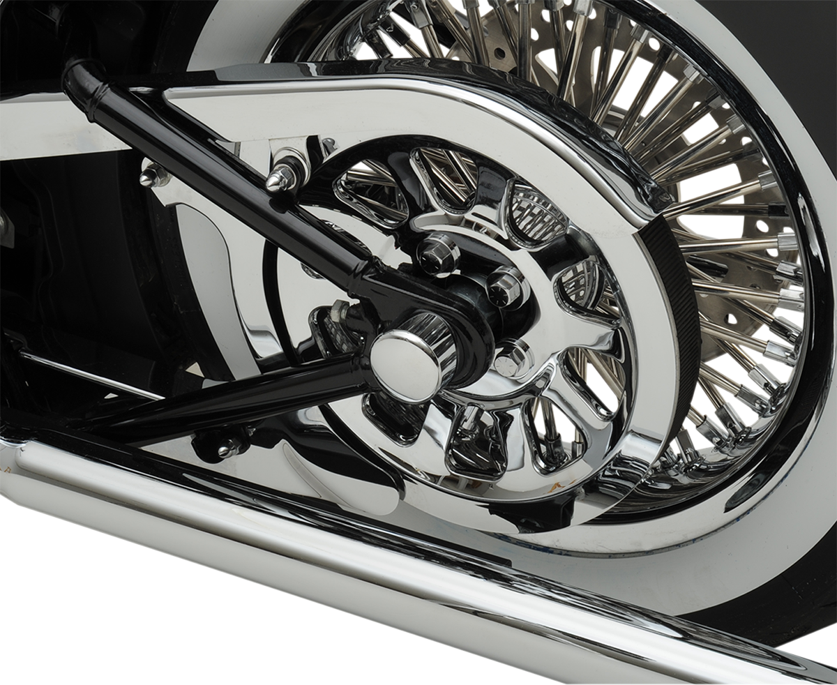 Drag Specialties Chrome Rear Axle Caps Covers 2008-2017 Harley FXD FXST FLST