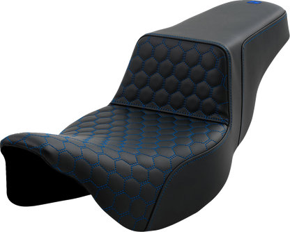 Saddlemen Step Up Blue Honeycomb Extended Gel Seat fits 2008-2025 Harley Touring