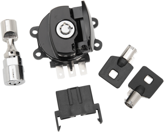 Drag Specialties Black Ignition Switch & Fork Lock Kit for 96-10 Harley Softail