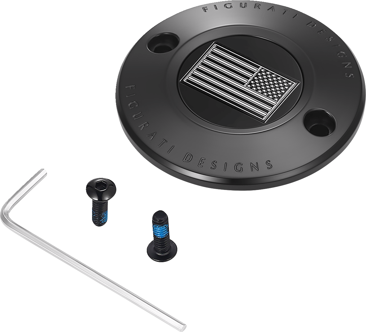 Figurati Designs B&W American Flag Black Timing Cover for 2017-2023 Harley M8