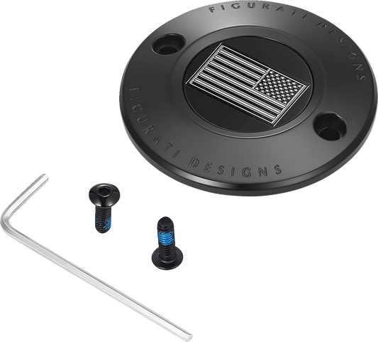 Figurati Designs B&W American Flag Black Timing Cover for 2017-2023 Harley M8