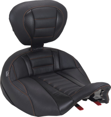 Mustang Deluxe Tour Orange Stitch Solo Seat & Backrest for 23-26 Harley Touring