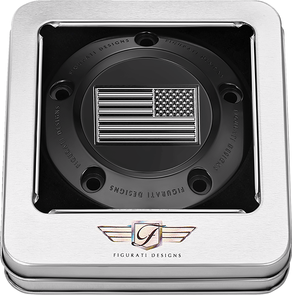 Figurati Designs B&W American Flag Black Timing Cover for 1999-2017 Harley