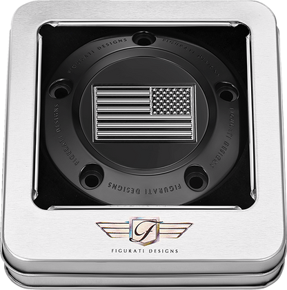 Figurati Designs B&W American Flag Black Timing Cover for 1999-2017 Harley