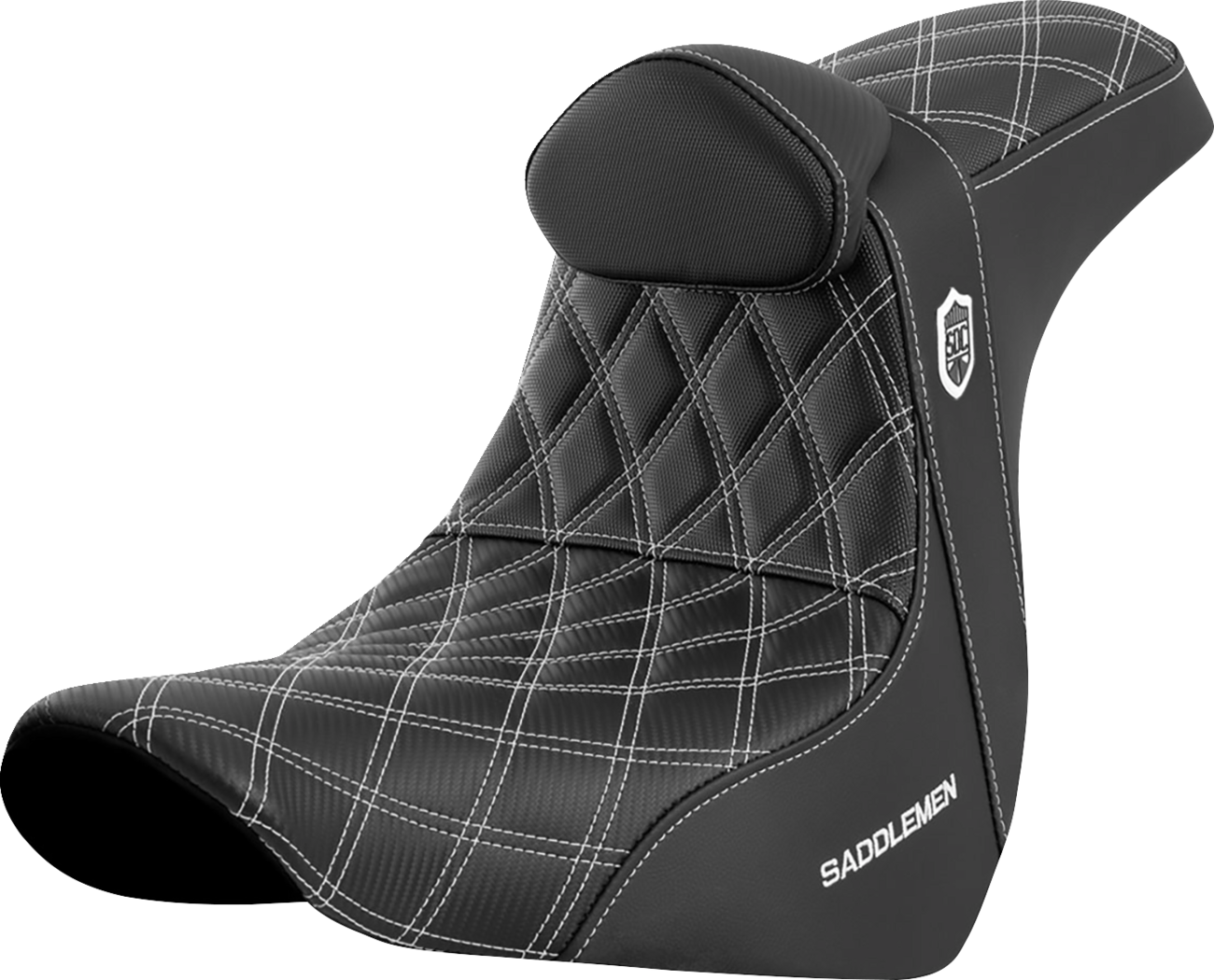 Saddlemen SDC Pro Series White Lattice Seat & Backrest 18-25 Harley Softail FXLR