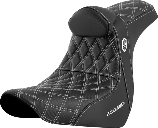 Saddlemen SDC Pro Series White Lattice Seat & Backrest 18-25 Harley Softail FXLR