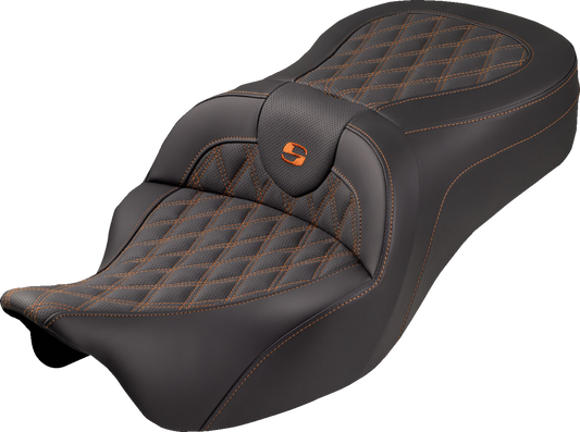 Saddlemen Roadsofa King Orange Lattice Gel Seat fits 2008-2025 Harley Touring