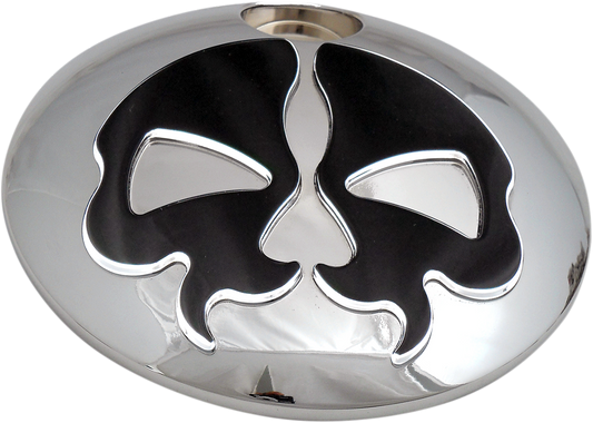 Drag Specialties Black Split Skull Gas Cap Door 2008-2024 Harley Touring FLHX