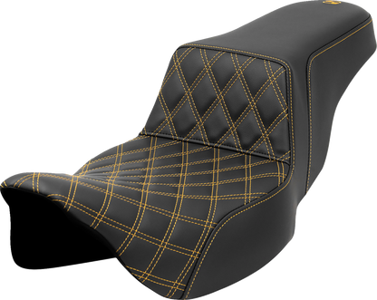 Saddlemen Step Up Gold Lattice Extended Gel Seat fits 2008-2025 Harley Touring
