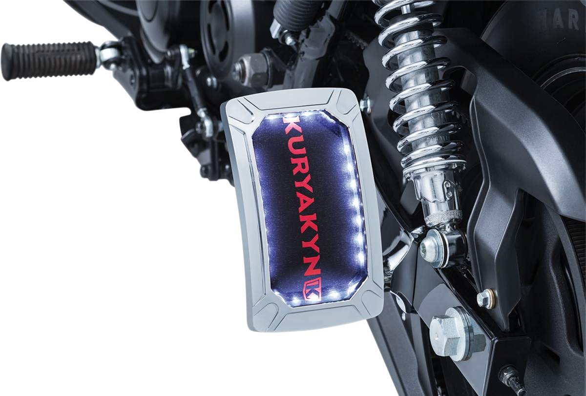Kuryakyn 3191 Chrome Nova LED Vertical Side Mount Universal License Plate Holder