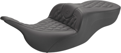 Saddlemen Roadsofa Lattice Stitch Leather Seat for 1997-07 Harley Touring Models