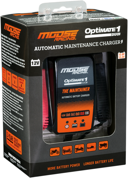 Moose Optimate 1 Duo Battery Charger Tender Maintainer 12V Motorcycle ATV UTV