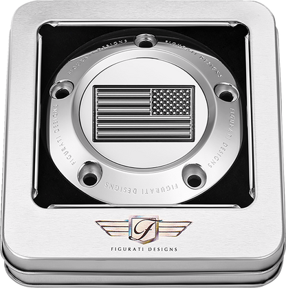 Figurati Designs B&W American Flag Timing Cover for 1999-2017 Harley Davidson