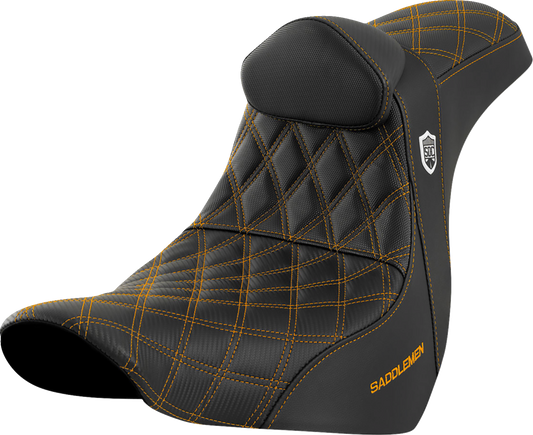 Saddlemen SDC Pro Series Gold Lattice Seat & Backrest 18-25 Harley Softail FXLR