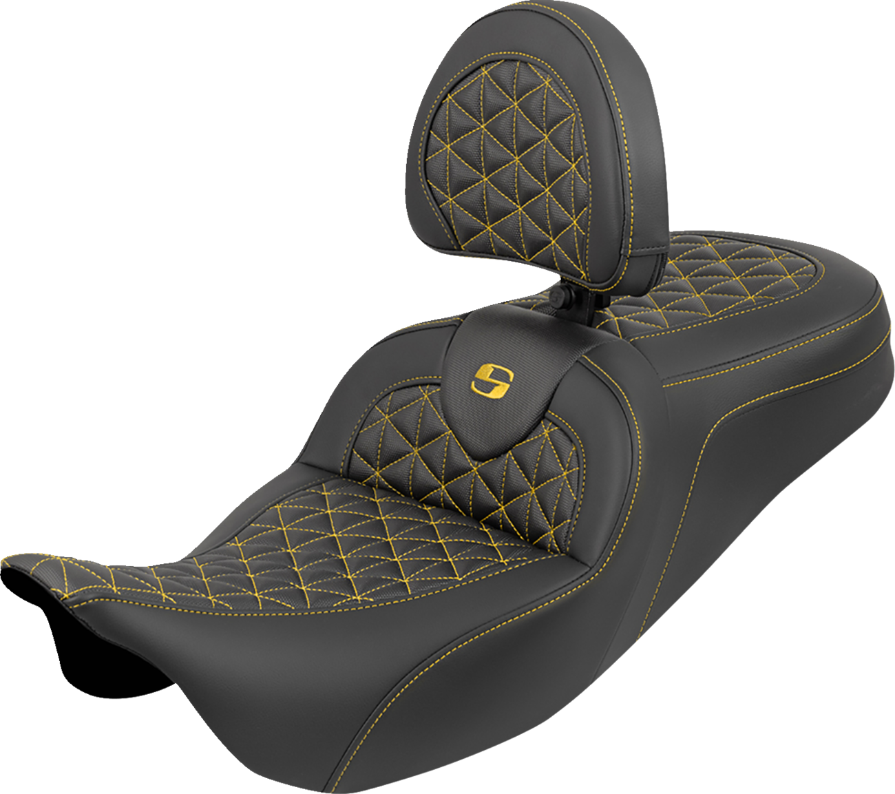 Saddlemen Roadsofa Gold Tri Gripper Seat & Backrest for 2008-2024 Harley Touring
