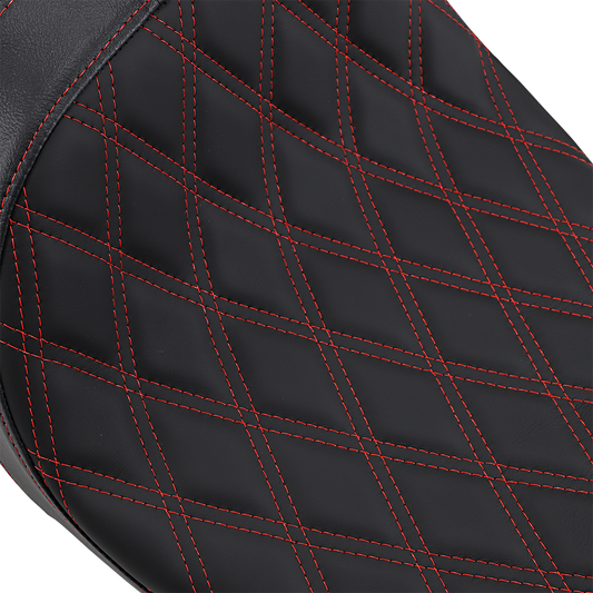 Drag Specialties Predator Red Double Diamond Seat fits 2008-2024 Harley Touring