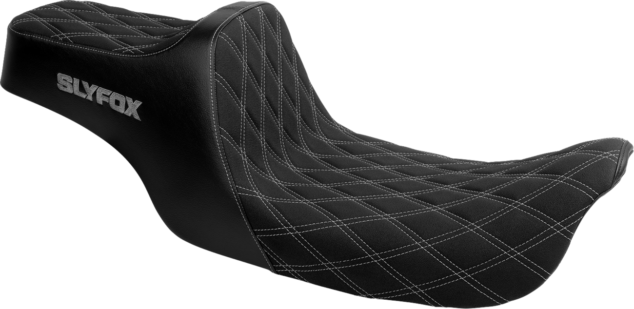 Slyfox High Noon Silver Diamond Stitch Seat fits 1997-2007 Harley Touring FLHT