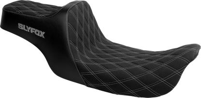 Slyfox High Noon Silver Diamond Stitch Seat fits 1997-2007 Harley Touring FLHT