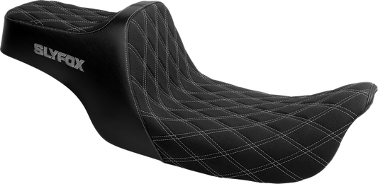Slyfox High Noon Silver Diamond Stitch Seat fits 1997-2007 Harley Touring FLHT