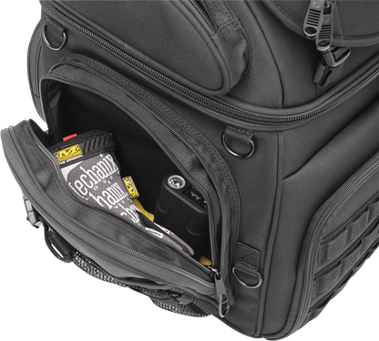 Saddlemen Black Textile BR3400 Tactical Sissy Bar Bag for Harley Davidson