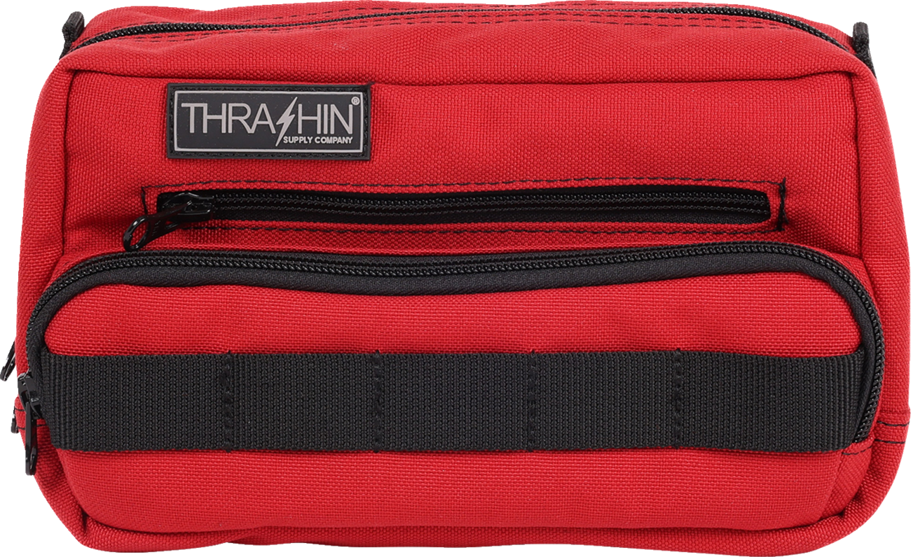 Thrashin Supply Red Motorcycle Handlebar Storage Bag Plus for Harley THB-0017