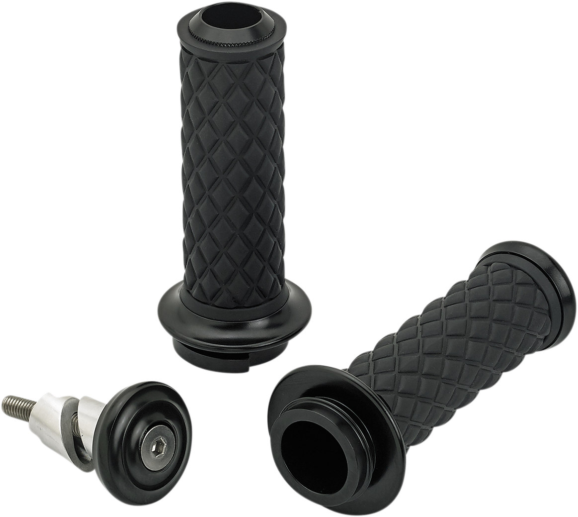 Biltwell Alumicore Black TBW 1" Handlebar Hand Grips for Harley Davidson