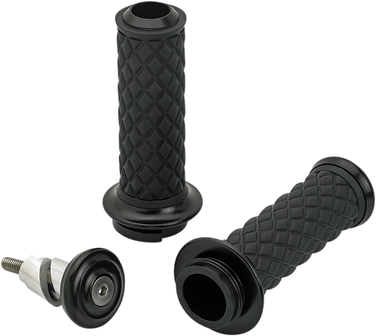 Biltwell Alumicore Black TBW 1" Handlebar Hand Grips for Harley Davidson