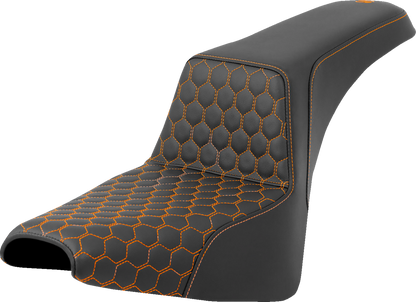 Saddlemen Step Up Orange Honeycomb Seat for 2018-2026 Harley Softail FXBB FXST